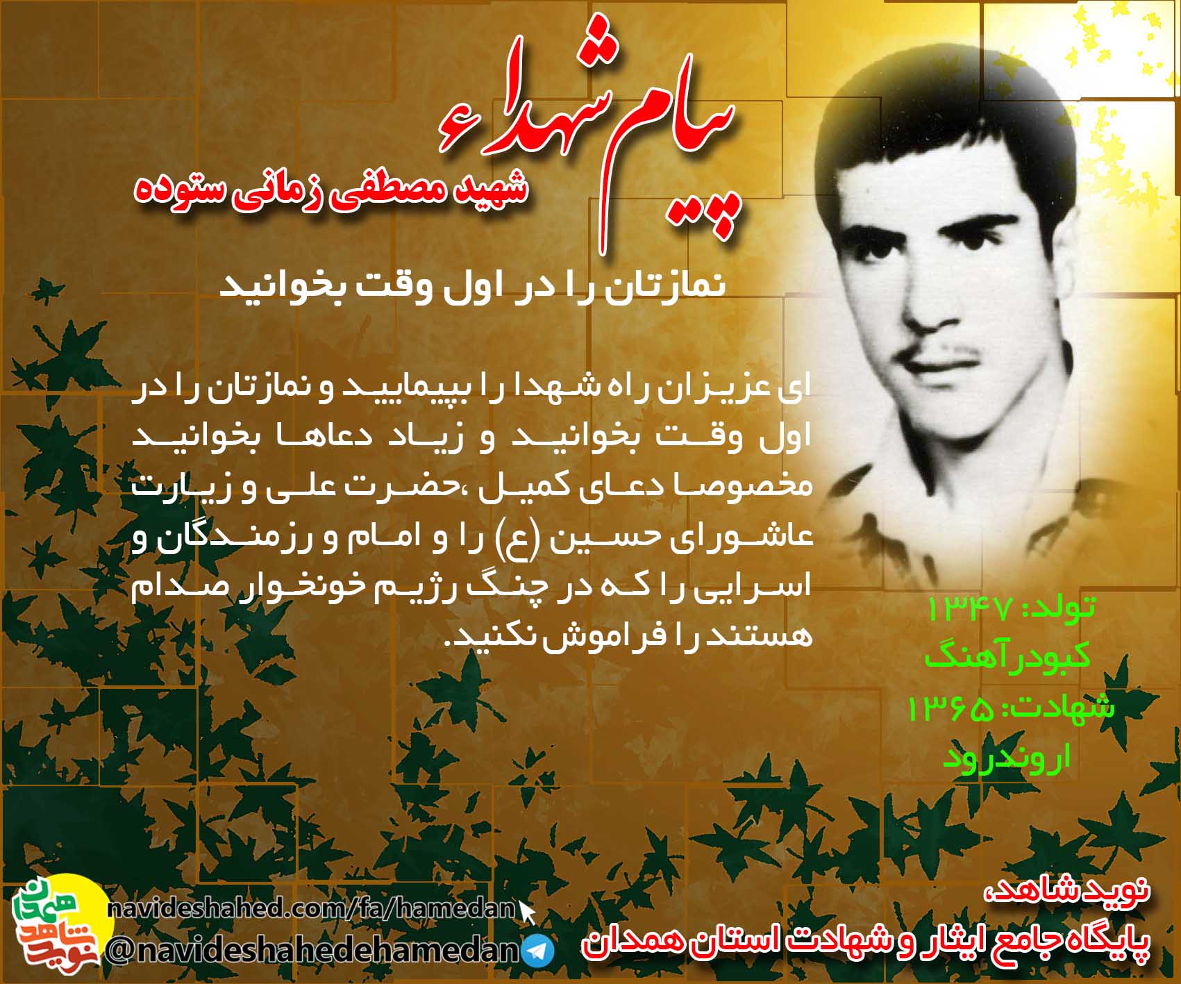 شهید مصطفى زمانى ستوده شهید مصطفى زمانى ستوده