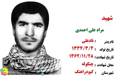 زندگینامه بسیجی شهید مراد علی احمدی