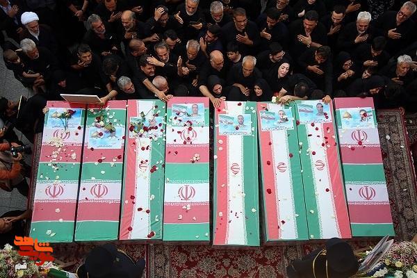 پیکر‌های مطهر هشت شهید جنایات رژیم صهیونیستی در قم تشییع شد