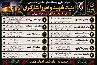 نشانی موکب های بنیاد شهید و امور ایثارگران قم...