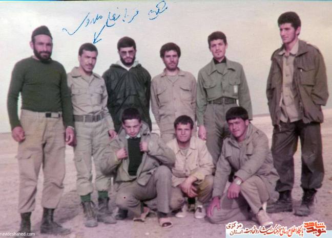 از چپ: ... - قربانعلی - شهید زاهدی - شهید محمدحسین بیگلری- حاج محمود عاشوری - سید محمود - سید محمود میرمحمدی