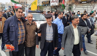 راهپیمایی پرشور مردم ولایت‌مدار شهرستان سمنان در روز قدس- هشتم فروردین ۱۴۰۳